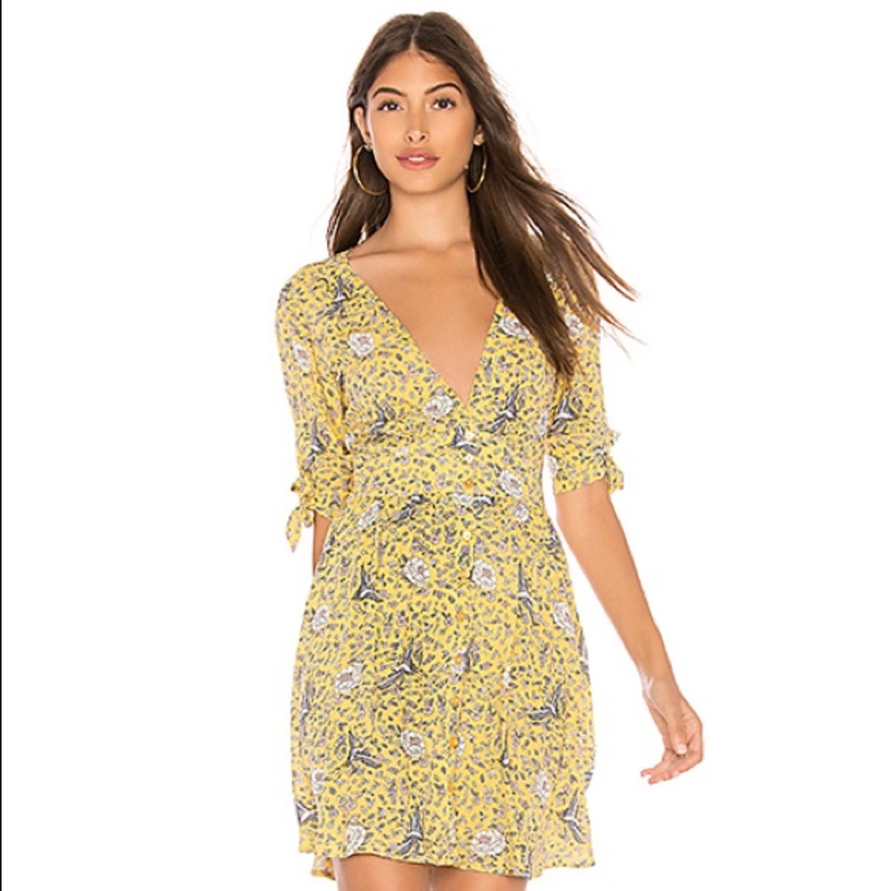 Auguste The Label Yellow Floral Mini Dress